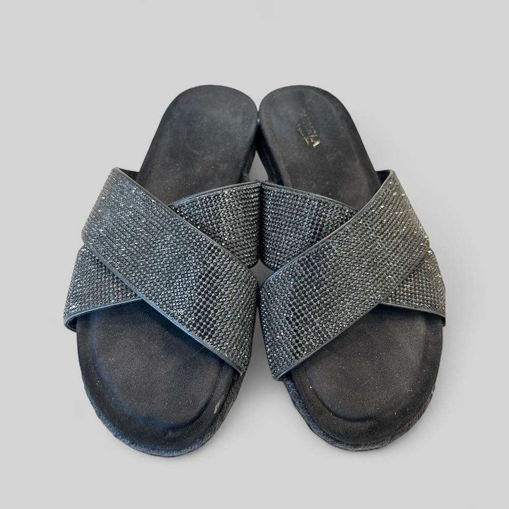Carvela Comfort Black Beaded Diamanté Slip On Sandals/Slides Size 38/US 7.5 - Picture 13 of 13